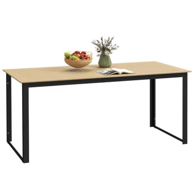 Image of Outsunny Garden Dining Table for 6 People with Slatted Table Top Metal Frame TJ Hughes 5063603304161