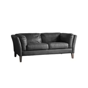 Image of Gallery Enfield 2 Seater Black Leather Sofa