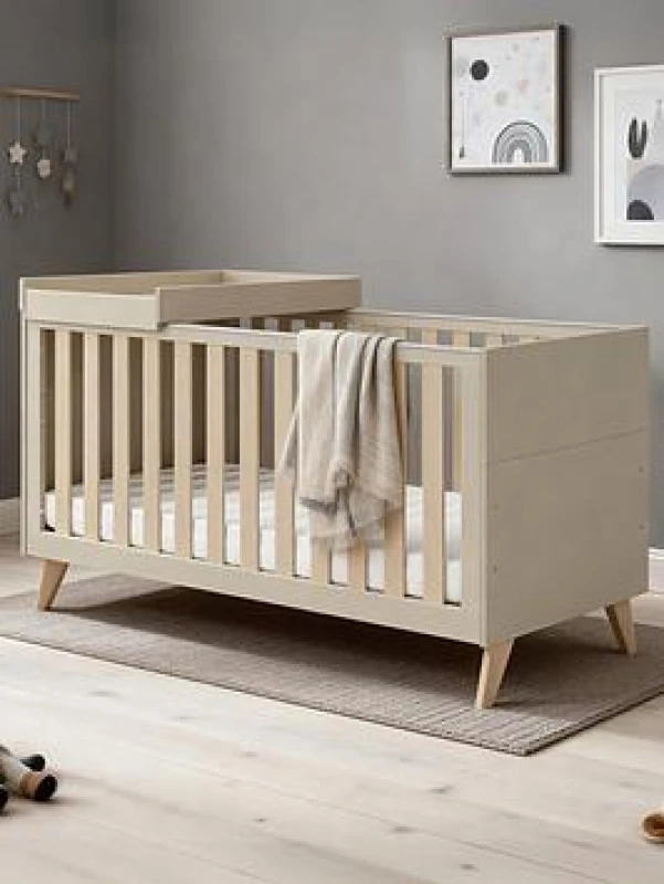 Image of Babymore Dante Cot Bed Cashmere with Cot Top Changer 2610216C