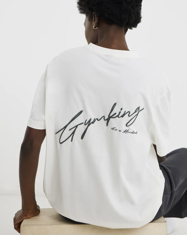 Image of Gym King Gym King Mindset Boyfriend T-Shirt Cream - Gym King - Size: 8 Cream Female 8 GK96801