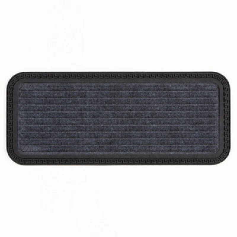 Image of Millbrook Backed Polypropylene Mat 25X60Cm Grey Stripe Embossed Mat