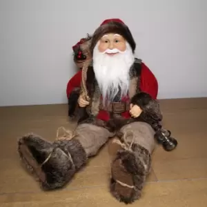 image of 45cm Sitting Santa Claus Father Christmas Figurine with Lantern & Basket