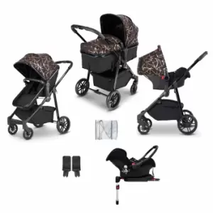 image of Ickle Bubba Moon 3 In 1 Travel System Isofix - Copper On Black With Black Handles