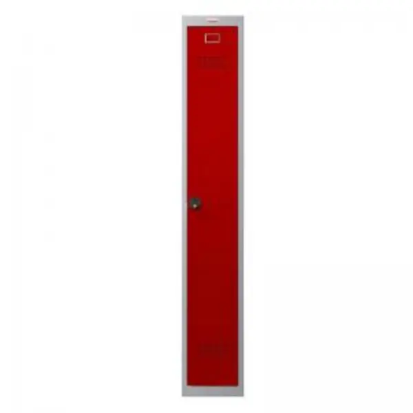 image of Phoenix PL Series 1 Column 1 Door Personal Locker Grey Body Red Door EXR61958PH