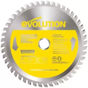 image of Evolution Power Tools - Evolution 185mm Stainless Steel Cutting 48 Tooth Tungsten Carbide Tipped Circular Saw Blade