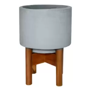 image of Ivyline Vigo Concrete Grey Planter with Stand - Large