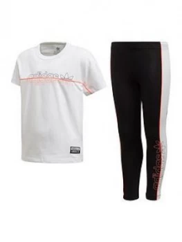 Image of Adidas Originals Childrens Tee And Legging Set - Blue Black