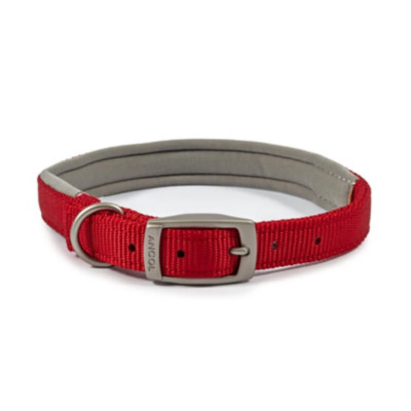 Image of Heritage Nylon Padded Collar Red 25mm X39-48cm Sz 5