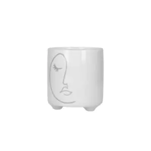 image of Abstract Face Planter, Dolomite, White / Grey