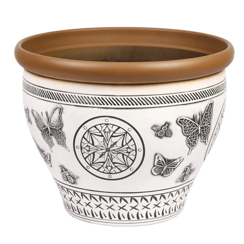 Image of YouGarden Pair of Papilio Planters - White (30cm) Multi unisex 30cm Diame