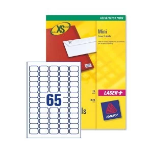 Image of Avery J8651-25 Mini Addressing Inkjet Labels 38.1 x 21.2mm White Pack of 1625 Labels