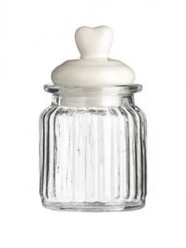 image of Premier Housewares Heart Ribbed Glass Storage Jar