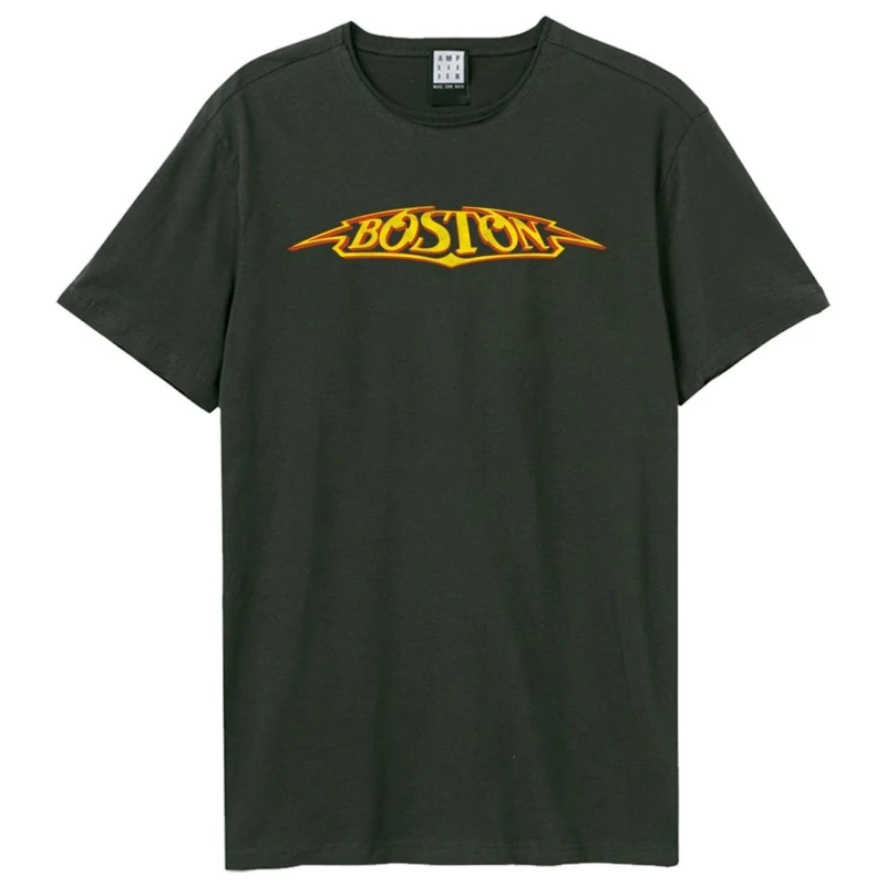 Image of Amplified Mens More Than A Feeling Boston Logo T-Shirt in Charcoal Size: Large Charcoal Male L