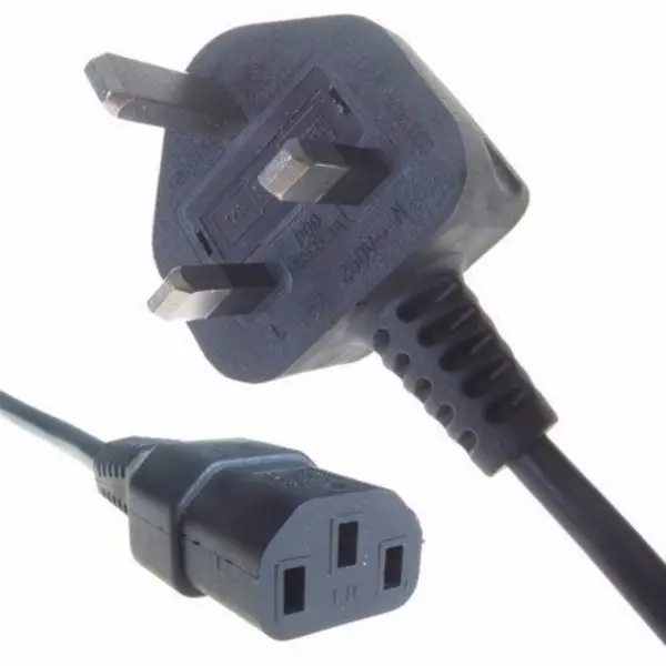 Image of Connekt Gear Black 5A UK Mains Plug Top to IEC Female C13 Kettle TV Power Cord Cable - 1.8 Meter 27-0110B