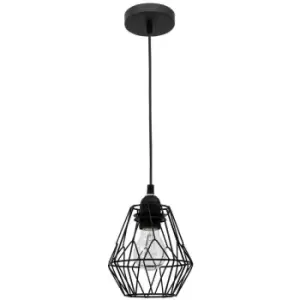 Image of Merano Arrow 15cm Wire Frame Pendant Ceiling Light Steel, Black Cable, LED E27, 40W,