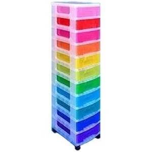 image of Really Useful 11 x 7L Drawer Polypropylene Storage Tower Clear Frame