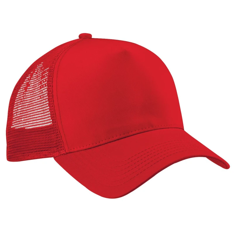 Image of Beechfield Beechfield Men Half Mesh Trucker Cap Headwear Pack of 2 in Light Red Light Red One Size Male 5059269086411