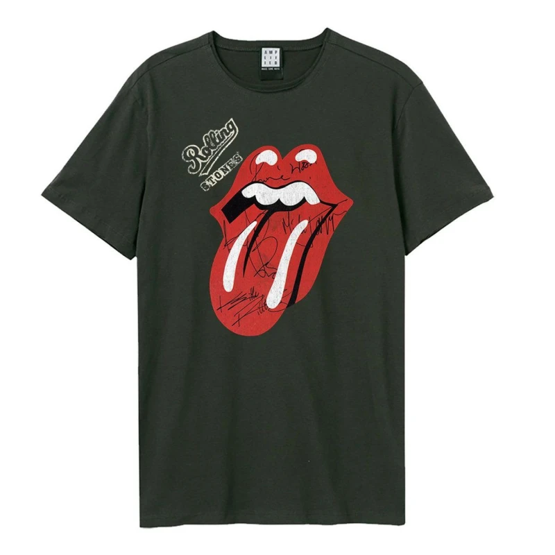 Image of Amplified Amplified Men Tongue The Rolling Stones T-Shirt in Charcoal Size: X-Small Charcoal XS Male 5063238008137