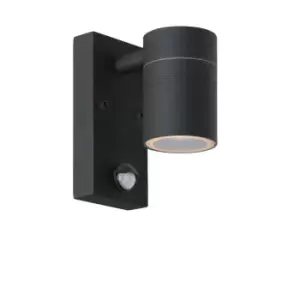 Image of Lucide ArneLed Modern Wall Spotlight Outdoor PIR Sensor 63cm LED GU10 1x5W 2700K IP44 Black