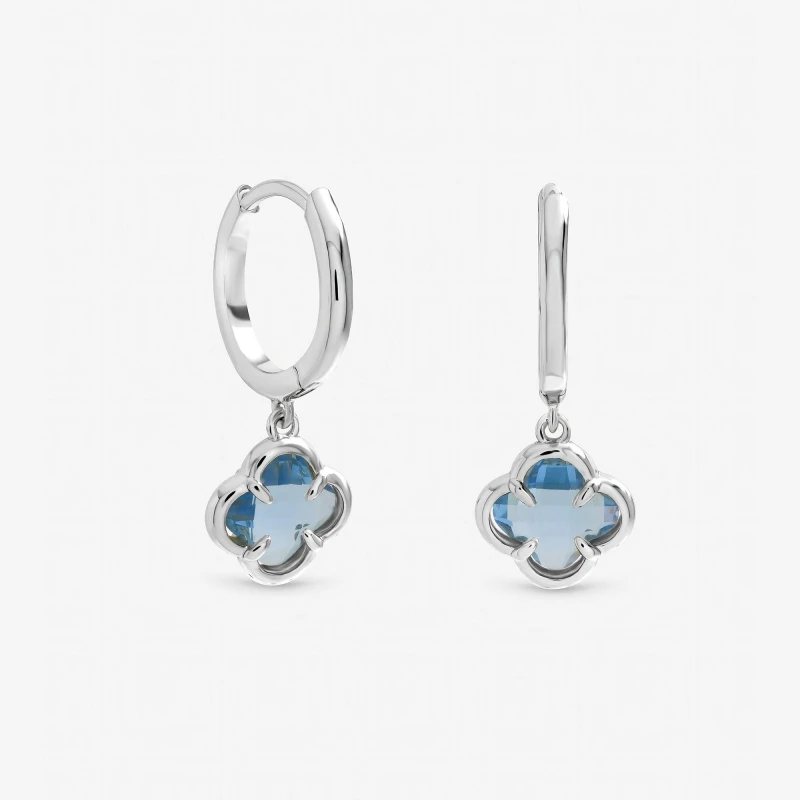 Image of Inicio Sterling Silver Plated Clover Charm Huggie Hoops Huggie Earrings One Size Silver 40035511000