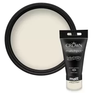 Crown Walls & Ceilings Matt Emulsion Antique Cream Tester - 40ml