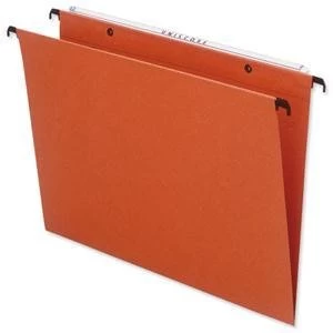 Image of Original Bantex Foolscap Suspension File Kraft Square Base 30mm Capacity Orange 1 x Pack of 25