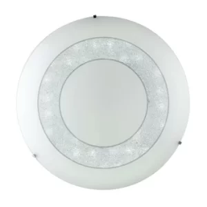 image of Fan Europe DIADEMA LED Patterned Glass Flush Ceiling Light White 4500lm with Remote Control CCT 55cm