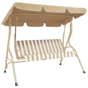 Image of Charles Bentley 2/3-Seater Garden Swing - Striped Beige