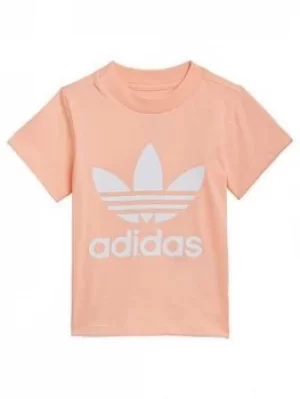 Image of Boys, adidas Originals Trefoil Tee, Pink/White, Size 12-18 Months