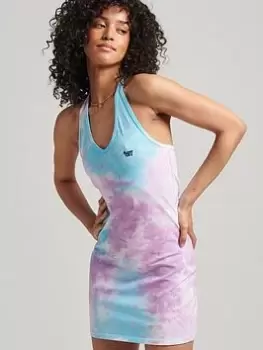 Image of Superdry Vintage Halter Tie Dye Mini Dress - Multi, Size 10, Women