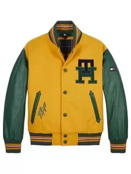 Image of Tommy Hilfiger Boys Letterman Varsity Jacket - Bright Yellow, Bright Yellow, Size Age: 12 Years