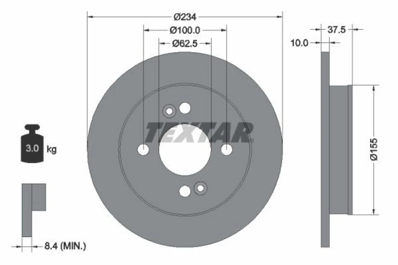 Image of Brake disc TEXTAR 92147203