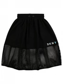Image of DKNY Girls Double Layer Mesh Skirt - Black, Size Age: 12 Years, Women