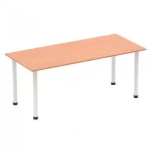 Image of Impulse 1800mm Straight Table Beech Top White Post Leg I003694
