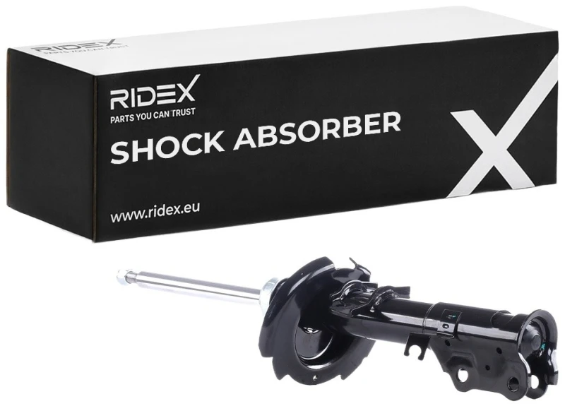 Image of RIDEX 854S0703 Shock absorber Front Axle Left, Gas Pressure, Suspension Strut, Top pin Shock Absorber (854)