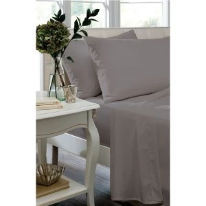 image of Catherine Lansfield Grey Non-Iron Plain Dye Flat Sheet - Single