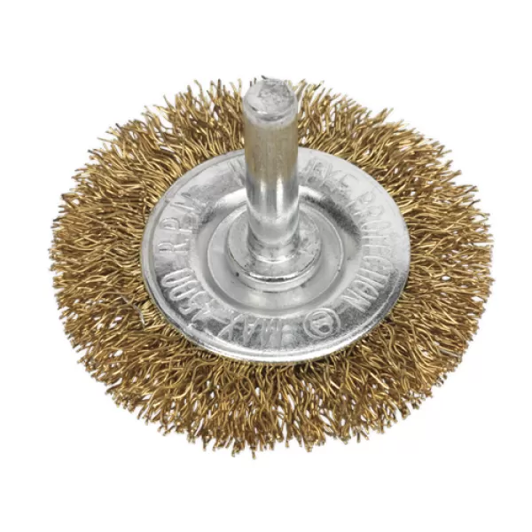 Image of Genuine SEALEY SFB50 Flat Wire Brush Ø50mm with 6mm Shaft