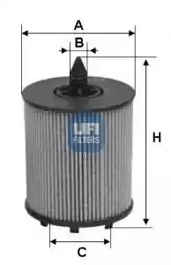 image of UFI 25.024.00 Oil Filter Oil Cartridge