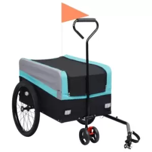 image of Vidaxl 2-in-1 XXL Cargo Bike Trailer & Trolley Blue Grey And Black