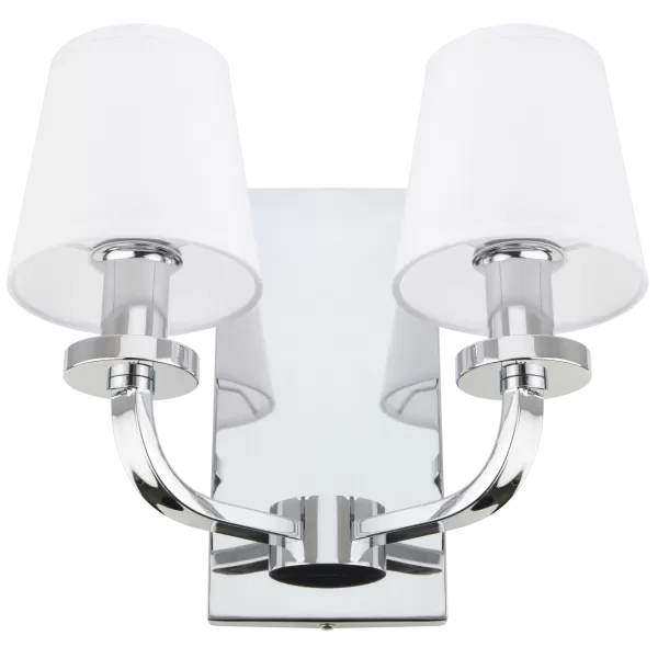Image of New York 2 Light Wall Lamp With Shade Silver, E14