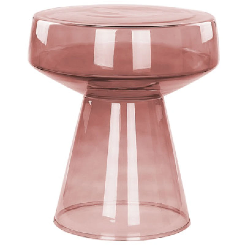 Image of Beliani Side Table Laguna Glass Red