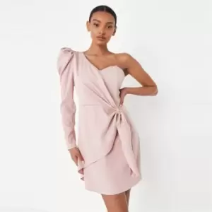 Missguided One Shoulder Tie Detail Dress - Pink