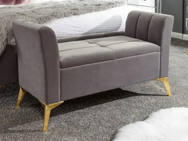 image of GFW Pettine Grey Fabric Ottoman Storage Bench