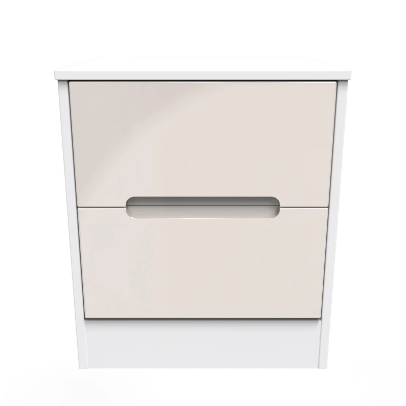 Image of Turin 2 Drawer Bedside Cabinet In Kashmir Gloss & White (Ready Assembled)