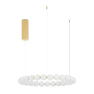 Image of Merano - Fulton Integrated LED Pendant Ceiling Light Gold Metal, Opal Glass LED 54W 4731Lm 3000K