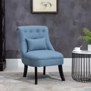 image of HOMCOM Fabric Single Sofa Armchair Upholstered With Pillow Wood Leg Livingroom Blue