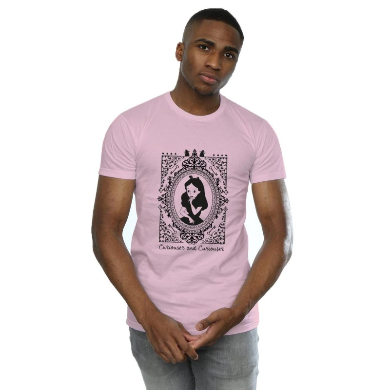 Image of Disney Men Alice In Wonderland Frame T-Shirt in Baby Pink Size: Small Baby Pink S Male 5059568304445