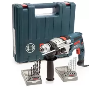 image of Imex Bosch GSB19-2RE 850W Impact Drill with 2 x 7 Piece Drill Bit Sets 240V