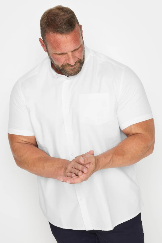 Image of BadRhino BadRhino Men Short Sleeve Oxford Cotton Shirt in White Size: 7-8X-Large White 7-8XL Male 5063111261642