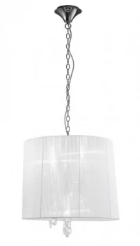 Image of Ceiling Pendant 3+3 Light E14+G9, Polished Chrome with White Shade & Clear Crystal